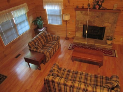 Cable TV, Hot tub, trash pick up, Two queen-size beds includes linens, bathroom shower/tub & two sinks, hairdryer, towels & wash clothes, kitchen includes range, refrigerator, microwave, toaster, coffeemaker | Highland Glade Cabin Rentals | Gatlinburg, TN